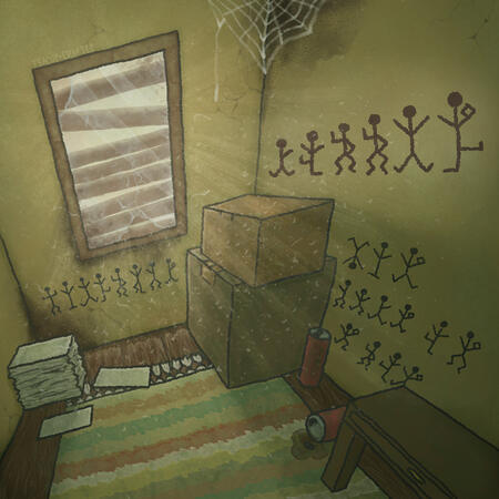 Simple subject - colored - shaded - complicated background